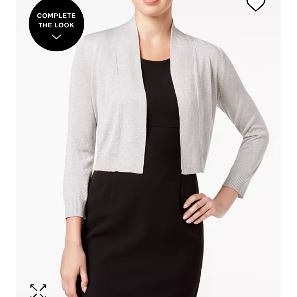 Calvin Klein Women's Soft Silver Open-Front Sweater Large NWT